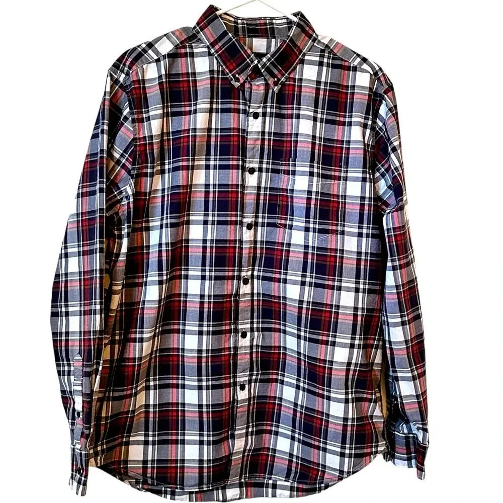 American Eagle Seriously Soft Classic Fit Mens Plaid Long Sleeve Shirt‎